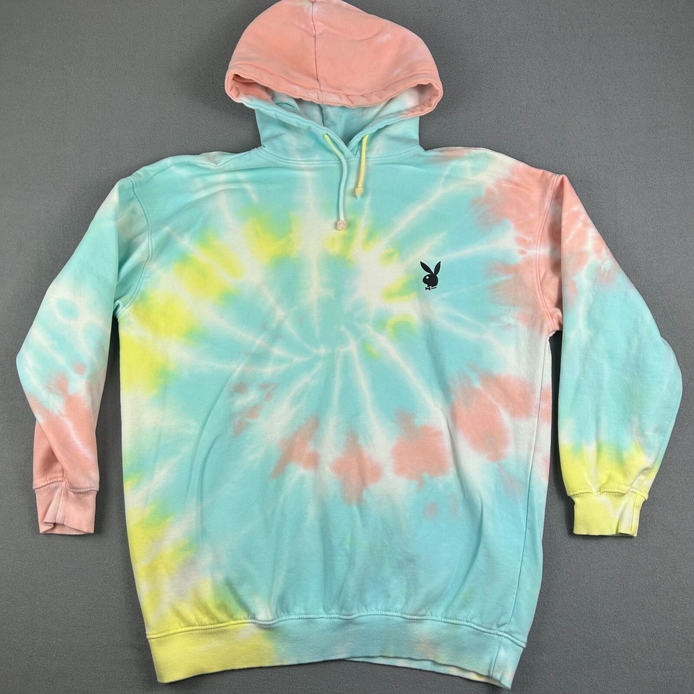 Playboy X Missguided Hoodie Women's Medium Tie Dye Oversized Comfy‎ Fleece Lined